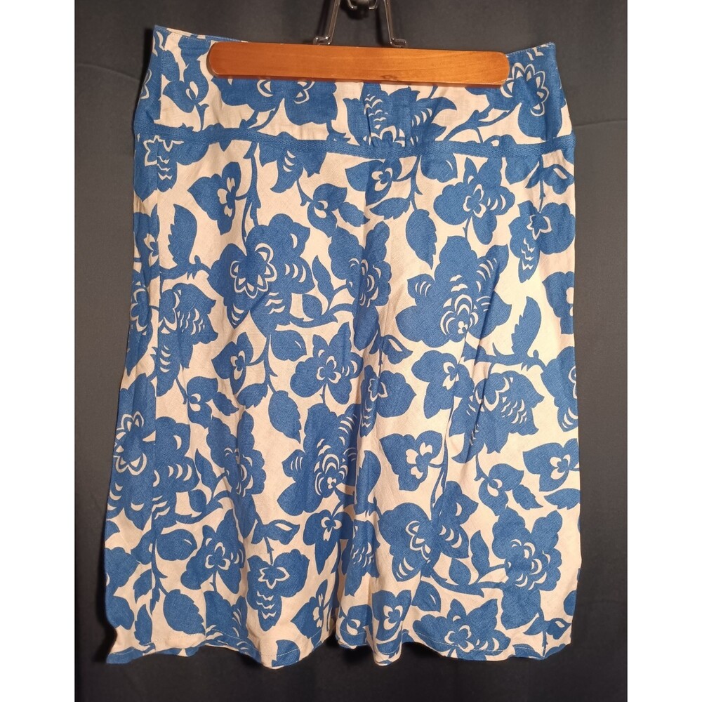 Boden Blue Floral Skirt 8R Side Zip Knee Length Cotton Print Preppy Womens - Picture 2 of 5